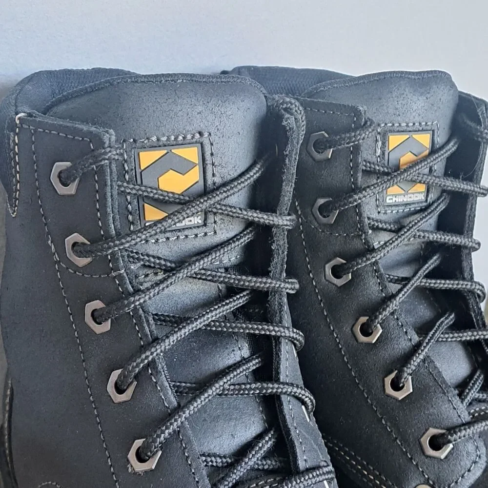 Chinook Work Boots Men's Size 11 Oil Rigger Steel Toe Leather Upper Black